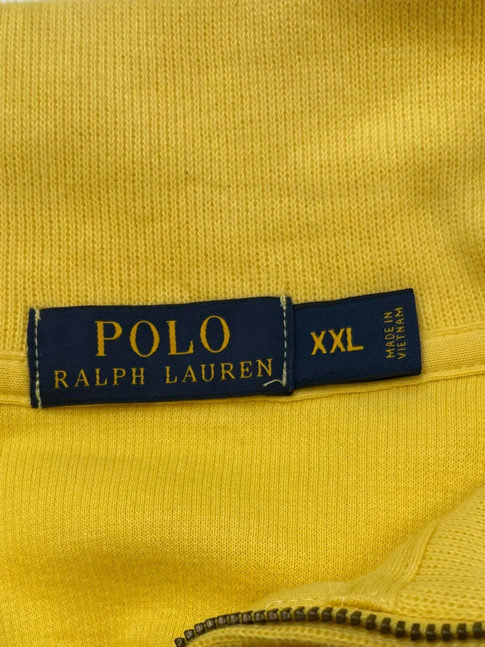 Polo Ralph Lauren Mens XXL  1/4 Zip Sweater Yellow Long Sleeve 100% Cotton